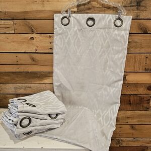 Six Light Grey Ikat Pattern Curtain Panels W/ Grommets 40" x 84"